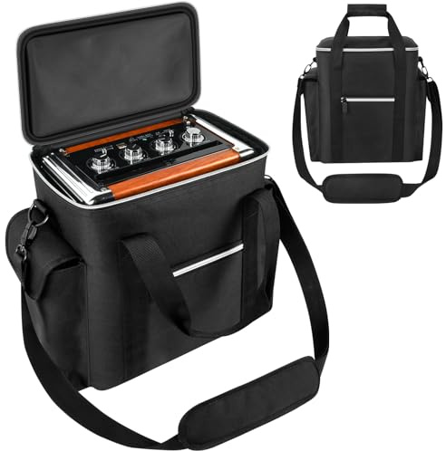Peciue Portable Karaoke Machine Carrying Bag for JYX-S55 and for JYX 69BT | Oxford Fabric, 8mm EPE Padding, Microphone Holders, Cable Pocket and Shoulder Strap, Black, Bag Only; Machine Not Included