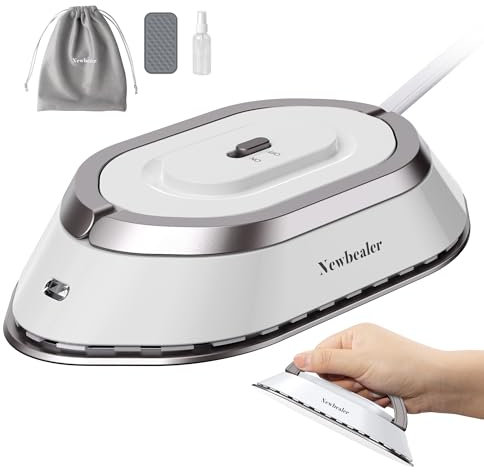 Newbealer Ferro da Stiro da Viaggio, Ferro da Viaggio Mini Portatile Leggera Compatto senza Vapore, Stirare i Vestiti, Doppio Voltaggio 100V-240V, Bianco
