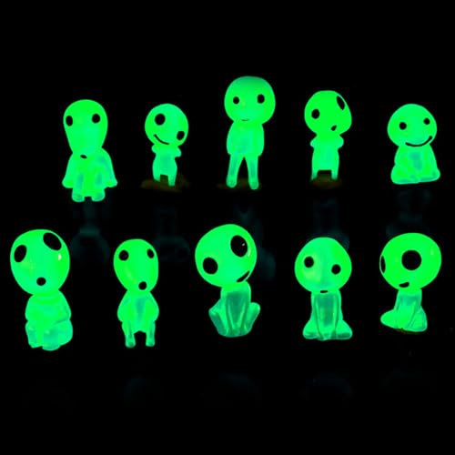 Aliens aus Harz, 10 Blaue Mini-Aliens, Mini-Aliens aus Harz zum Basteln, Q-Board Mini-Aliens männlich, Blaue Farbe Aliens Mini-Puppen, DIY Topfpflanzen Mikro Landschaft Dekoration liefert (Green)