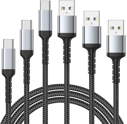 Cavo USB C 2 m, Nylon USB A a USB C 3A Ricarica Rapido Cavo Tipo C compatibile con Samsung Galaxy S23 22 S21 S20 S10 S9 S8 Plus Note 10 9 8, Huawei, Google Pixel, Xiaomi