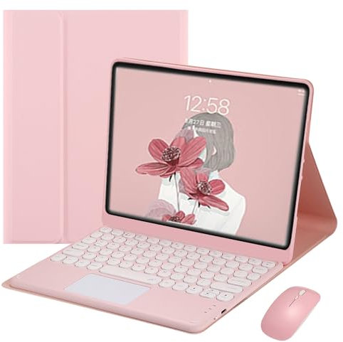 HEUCYL Custodia con Tastiera per Tablet Xiaomi Redmi Pad SE 11 Pollici 2023, Tastiera Italiana Touchpad Wireless Bluetooth Rimovibile, Custodia Ultrasottile, Portapenne Integrato,Rosa