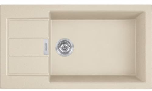 Kitchen Sink Made of Granite (Tectonite) with a Single Bowl from Franke Sirius 2.0 Slim S2D 611-78 XL - Beige - 143.0671.691