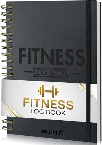 Gym Log Book (A5) - Hardback Leather PU Workout Tracker (128 Workouts) - Set Goals & Track Progress - Premium Fitness Planner by Gorilla Fit