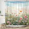 ASDCXZ Blumen Duschvorhang 180x180 cm, Frühling Rose Weiß Gelb Bunt Blumen Grün Blätter Blauer Himmel Bad Waschbar Duschvorhänge Polyester Textil Wasserdicht Badevorhang für Badewanne mit 12 Haken