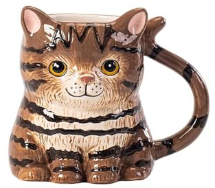 P&R:UK 3D Cat Mugs - Novelty Ceramic Coffee & Hot Chocolate Cup - 400ml - Dishwasher Safe