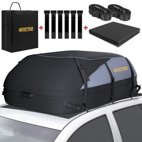 GADLANE Autodachtasche - 20 Kubikfuß (550L) wasserdichte Dachboxen für Autos mit/ohne Dachträger mit 6 stabilen Gurten, Anti-Rutsch-Matte & Aufbewahrungstasche für Autos, SUVs, Reisen, Urlaub,
