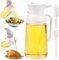 PUWOWYE 550ML Aceitera Spray Pulverizador, Spray Aceite Cocina 2 en 1, Pulverizador Aceite Spray Cristal, con Pincel Cocina Silicona y Cepillo para Botellas, Blanco