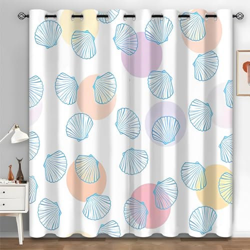 Rideau Occultant Thermiques, Coquille Rideau Thermique Isolant, Lot de 2 Rideaux à Oeillets pour Salon Chambre, Couleur Rideaux et Draperies Intérieurs, 140x200 cm