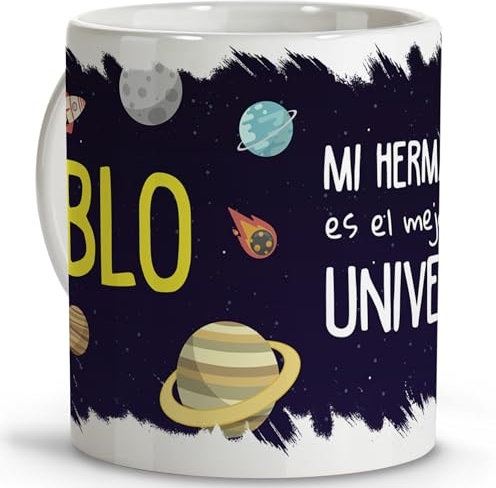 LolaPix Regalos personalizados para hombre. Regalo hermano mayor. Taza personalizada. Tazas de cafe. Regalo hermano. Regalos para hermanos. Taza cerámica 330 ml.