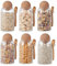 Eden & Willow Clear Glass Kitchen Jar with Cork Ball Lid and Bamboo Spoon | BPA-Free Mason Canister for Coffee, Beans, Spices, Dry Foods (Set of 6, 0.8L, Ribbed)