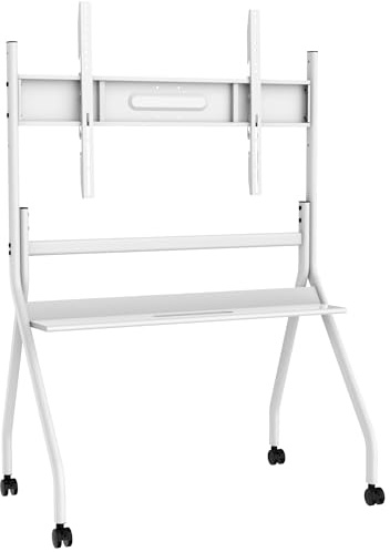 55-86 Smart Board Stand for Interactive Whiteboard, Mobile Stand with Four Lockable Wheels, Stable and Easy to Move for Home Office School Classroom (White)
