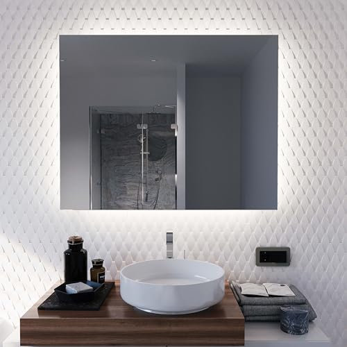 Concept2u® Custom: LED Badspiegel nach Maß individuell konfigurieren - Wandspiegel Lichtspiegel Bad Spiege - Modell: Ambiente umlaufend