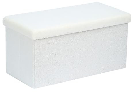 Easylife Ottoman Storage Bench (White). Folding Storage Unit for Linen or Shoes (H38 x W76 x D38.5cm). Doubles as a Footstool/Coffee Table. Fold Flat Storage Boxes With Lids - Fully Guaranteed