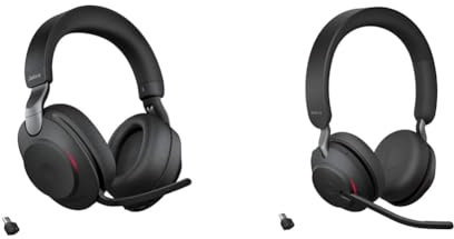 Jabra Evolve2 85 Wireless PC Headset – Noise Cancelling UC Certified Stereo Headphones & Evolve2 65 Wireless PC Headset – Noise Cancelling UC Certified Stereo Headphones