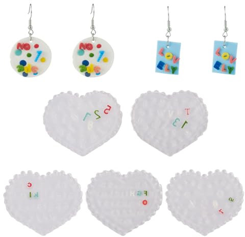 Spritewelry 5 x Buchstaben-Zahlen-Modelliermasse, 3D-Nagelkunst-Form, Silikon für Ohrringe, Halsketten, Armbänder, Schmuckherstellung, Epoxidharz, UV-Harz, DIY Handwerk