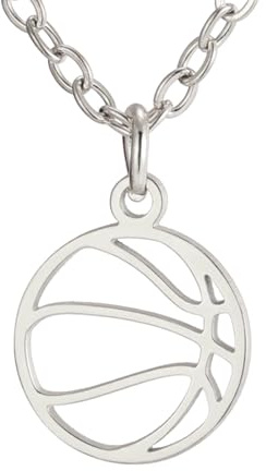 TEAMER Basketball Halskette Zierlicher Basketball Anhänger Edelstahl Einzigartiger Basketball Schmuck Für Basketball Trainer Sportler Basketball Liebhaber