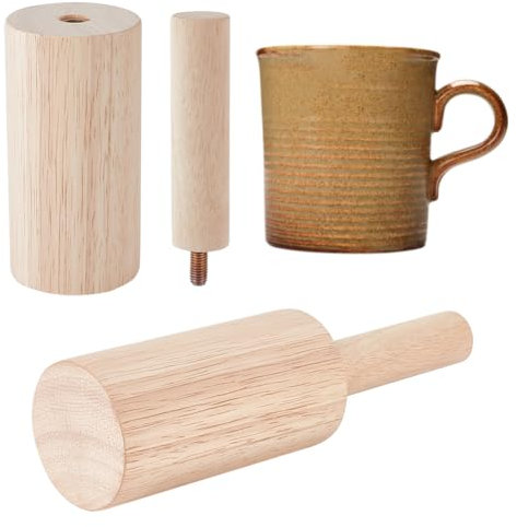 BENECREAT 220x60mm Cup Pottery Molds, PapayaWhip Wood Pottery Tools with Handle Pottery Set for Clay Pottery Rib Wooden Shaping Porcelain Cup