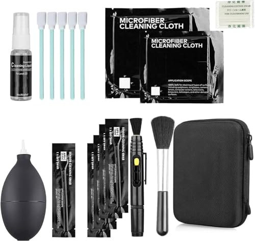 Professional DSLR Camera Cleaning Kit Lens and Cleaning Set with Blower, Lens Pen, Microfiber Cloths, and Cleaning Solution. Lens cleaning kit Compatible with Canon, Nikon, Sony, Fujifilm, and More