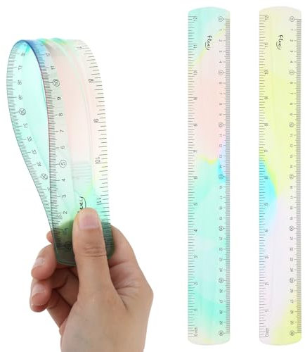 AOZUO 2 Stück Flexibles Lineal 30 cm, Transparentes Gerades Lineal aus Kunststoff, bruchsicheres Lineal mit weicher Kante, biegsames flaches Lineal für Schule, Klassenzimmer, Home Office