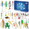 Adventskalender 2024 Fischereiköder -Set, 24 Tage Weihnachts -Countdown -Kalender lustiger Weihnachtsfischerei Adventskalender für Vater, Opa, Bruder, Freund