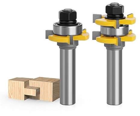 Fräser, 2 Stück/Set Nut- und Feder-Fräser-Set, 12 mm, 12,7 mm Schaft, 3 Zähne, T-Form, Fräser, Fräser, Holzbearbeitungswerkzeug (Größe: 2 Stück, 12,7 mm Schaft)