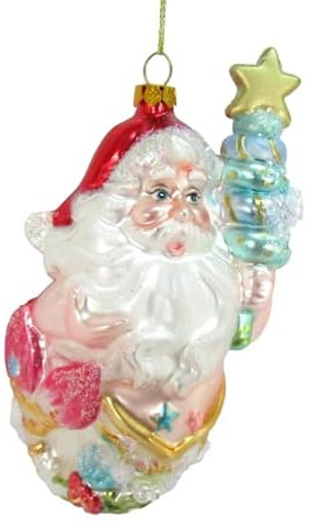 Weihnachtskugel Weihnachtsmann Meerjungfrau mit Tannenbaum, Glitzer, 5 cm x 8 cm x 15 cm