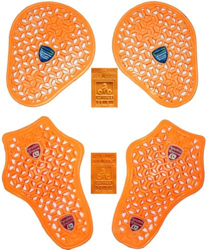 Flat 3D Net Shock Absorbing Ultra Flexible CE Certified Level 2 Biker Jeans Hip & Knee Upgrade Armour Insert Protection - Unisex (4 Piece Set)