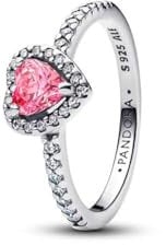 PANDORA Timeless Erhabenes Rosafarbenes Herz Ring aus Sterling Silber mit Zirkonia, Größe: 52, 198421C03-52
