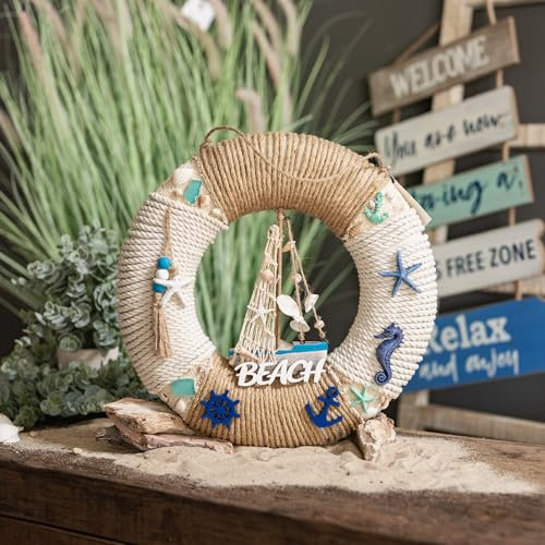 Rettungsring Beach Ø 36cm Wand-Dekoration Meeresdeko zum aufhängen Mediterran Tür-Deko Maritim