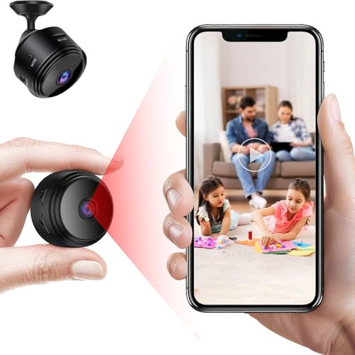 Générique Mini Camera Espion sans Fil 1080P Caméra de Surveillance WiFi Interieur/extérieur sans Fil Caméra avec Détection de Mouvement et Vision Nocturne、Enregistrement vidéo à Distance