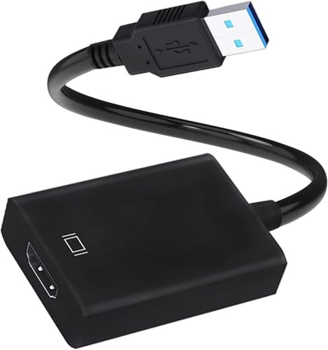 Panera USB to HDMI Adapter Converter Cable for Multi Monitor USB 3.0/2.0 to HDMI Converter 1080P HD with Audio Output for PC/Laptop/Projector/Monitor/HDTV Compatible with Windows XP/8/10/11,Black