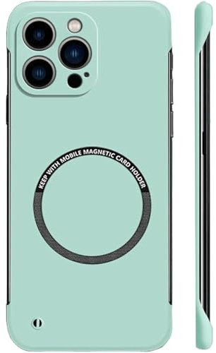 Bpoeee Frameless Matte Ultra Thin Hard Pc Magnetic Frameless Case for iPhone 16 15 14 13 12 11pro Max Plus, Compatible for Magsafe and Wireless Charging (for iPhone14Plus,H)