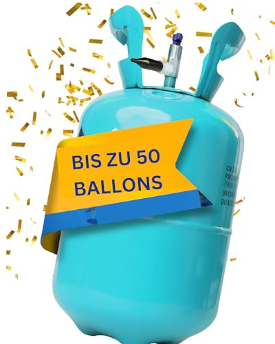Ballongas für ca. 50 Ballons [für ca. 50 Ballons]– Helium Balloon Gas für bis zu [ 50 Luftballons] – Ballongas - Helium Gasflasche inkl. STAHLMANN ® Informationsblatt