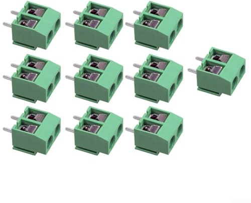 10 Stück 2-polige Schraubklemmenblöcke, 5 08 mm Leiterplattenmontage Anschlüsse für Kommunikations- und Steuerungssysteme