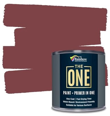 THE ONE All-In-One Paint & Primer - Deep Red Matt, 1 L | Multi-Surface 1 Coat Formula | Easy Indoor & Outdoor Decorating for Home & Garden Walls, Floors & Furniture | Durable, Water-Based & Low VOC