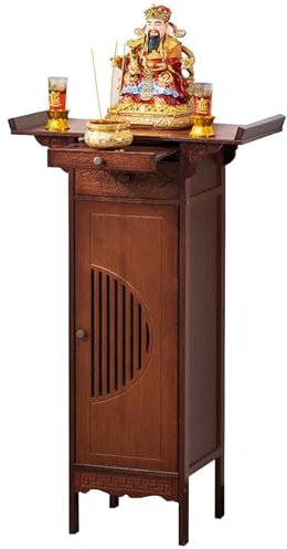 JINGSHIQIAOPL Buddhistischer Altartisch aus Massivholz mit Versteckter Schublade und Aufbewahrungsschrank für Meditation, Gebet, Teezeremonien und Als Butsudan für Buddha Statuen(50x33cm/20x13in)