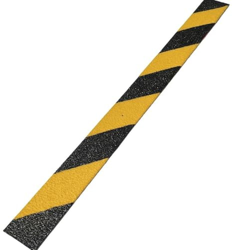 GreenTec 10pk 600mm Black/Yellow GRP Anti-Slip Decking Strips | 3mm thick, 50mm wide pre-drilled GRP strips for decking, steps and ramps, with fixings included for outdoor grip.