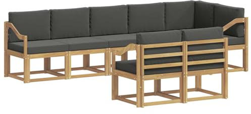 vidaXL Outdoor-Sofagarnitur 8 pcs Weiß und Anthrazit Polyester, Moderne Sofa für draußen, Gartenmöbel-Set, wetterfest, gemütliche Terrassen-Lounge