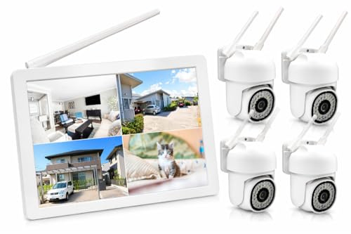 KIT VIDEOSORVEGLIANZA WIFI 4 CANALI NVR CON MONITOR 10.1 4 TELECAMERE PTZ 3MP