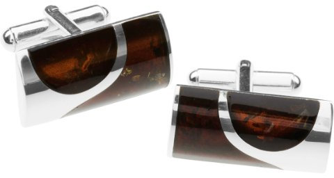 InCollections Herren-Manschettenknopf 925/000 Sterlingsilber mit Bernstein 0110257025340
