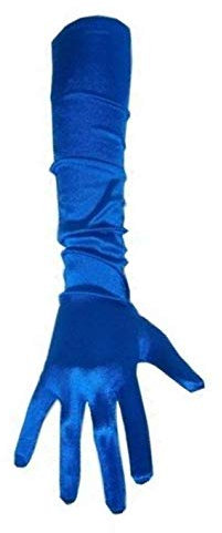 PartyXplosion Damen Handschuhe Elegante ca. 48-52 cm lange Satin Handschuhe Karneval, Blau, One Size (Einheitsgröße)