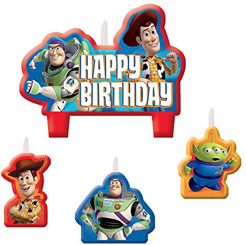amscan Toy Story Power Up Birthday Party Molded Character Candle Decoration Set (4 Pack), 4.8 x 7, Red/Blue/Yellow