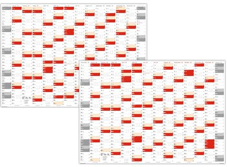 XXL Wandkalender DIN A0 2025 + 2026 (rot2) große Tageskästchen (Kalender werden gerollt versendet)
