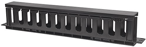 Intellinet 19 Inch Cable Management Panel, 19 Inch Rackmount Cable Manager, 1U, with Cover, Black