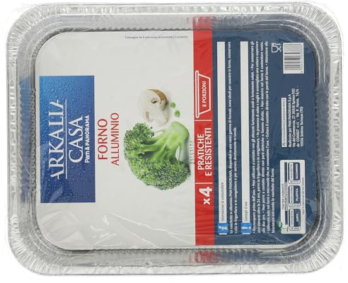 Arkalia Casa Contenitore Alluminio Senza Coperchio 8 Porzioni 4 Pezzi, 4pz