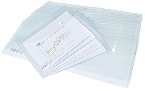 Rapesco 1501 Dokumentenmappe mit Druckknopf, A5, Transparent, 50 Stück