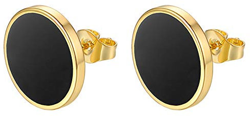 Flongo Ohrringe Herren Ohrstecker Damen: fake plug faux gauges fakeplugs gold vergoldet tunnel Edelstahl Stud piercings Cheater Gestüt Ohr Stecker earrings plugs für Frauen Männer 10mm