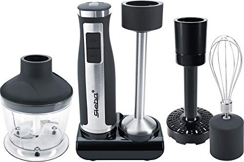 Steba Stabmixer-Set MX 40, Mixstab aus Edelstahl, 8 Geschwindigkeitsstufen von 7 000 bis 14 000 U/Min., 7 Aufsätze, LED-Display, Spülmaschinengeeignete Teile