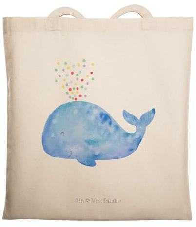 Mr. & Mrs. Panda Umhängetasche Wal Konfetti - Geschenk, Geburtstag, Motivation, Meer, Stoffbeutel, Jutetasche, Tote Bag, Neustart, Tasche, Strandtasche, Trennung, Schultertasche