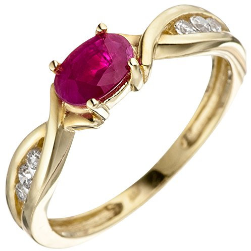 Jobo Damen-Ring aus 8 Karat 333 Gold mit Rubin und Zirkonia Größe 60